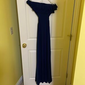 VINTAGE BLUE RUFFLED STRAPLESS VICTORIA’S SECRET MAXI DRESS